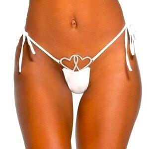 🆕skims❤️JELLY SHEER TIE SIDE CHARM THONG Crystal Hearts Wedding Limited Edition